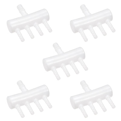 Harfington 8mm to 4mm 4 Way Aquarium Air Line Tubing Splitter Connector Fish Tank Plastic Air Flow Divider Oxygen Splitter Lever Valve 5pcs