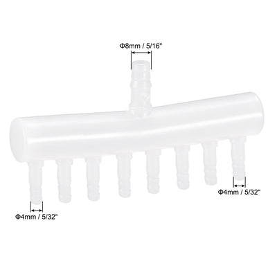 Harfington Uxcell 8mm to 4mm 8 Way Aquarium Air Line Tubing Splitter Connector Fish Tank Plastic Air Flow Divider Oxygen Splitter Lever Valve 5pcs