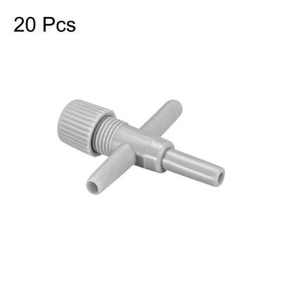 Harfington Uxcell Aquarium Air Valve Cross Shaped 3 Way Air Pump Control Valves for Fish Tank Plastic Gray 20Pcs