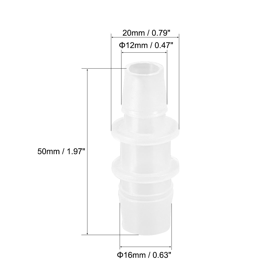 uxcell Uxcell Aquarium Air Valve Connector Straight Clear White Plastic Airline Tubing 12mm to 16mm 2Pcs