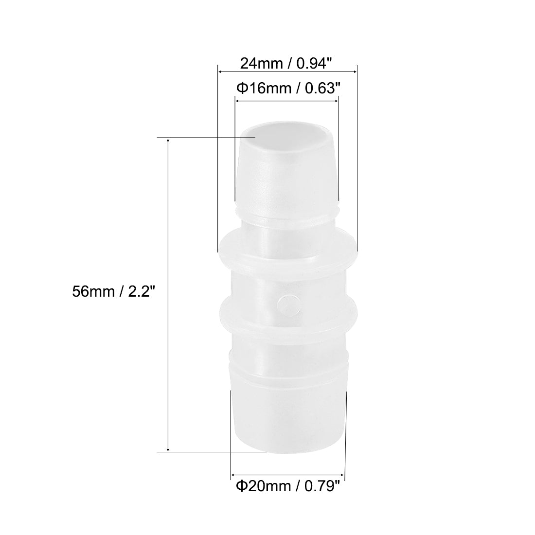 uxcell Uxcell Aquarium Air Valve Connector Straight Clear White Plastic Airline Tubing 16mm to 20mm 2Pcs