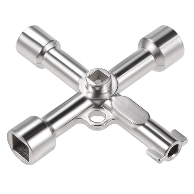 Harfington Uxcell Electrical Cabinet Key 4-Way Multi-functional Triangle/Square Water Meter Box Safety Key