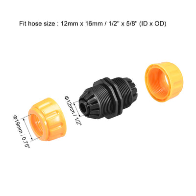 Harfington Uxcell Garden Water Hose Connector 1/2 ID Plastic Quick Connect Fittings 3pcs