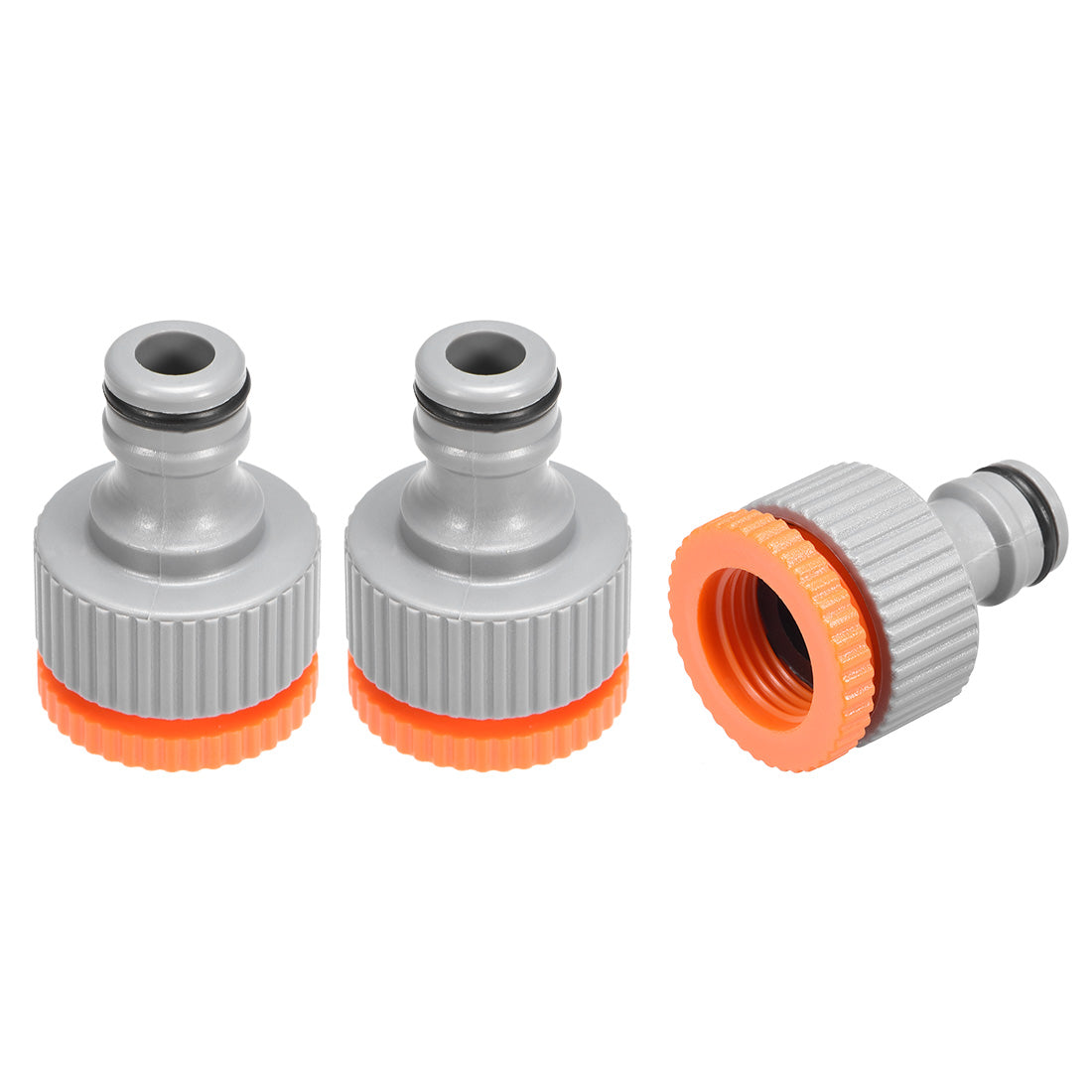 uxcell Uxcell Garden Water Hose Connector G1/2 and G3/4 Adjustable Hose Tap Gray Orange 3pcs