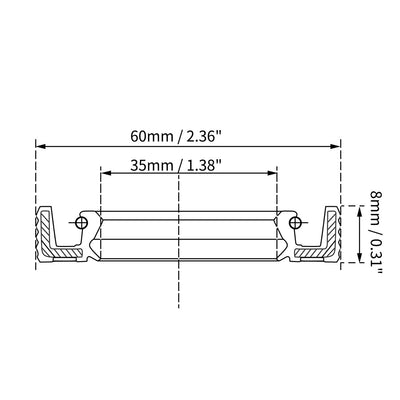 Harfington Oil Seal 35mm Inner Dia Thick Fluorine Rubber Double Lip Seals 2 Pieces