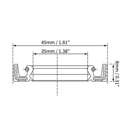 Harfington Oil Seal 35mm Inner Dia Thick Fluorine Rubber Double Lip Seals 2 Pieces