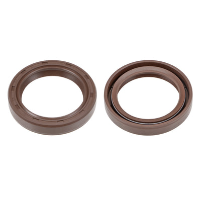 Harfington Oil Seal 35mm Inner Dia Thick Fluorine Rubber Double Lip Seals 2 Pieces