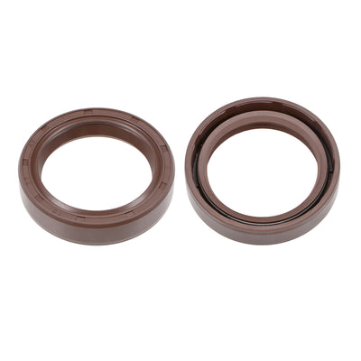 Harfington Oil Seal 35mm Inner Dia Thick Fluorine Rubber Double Lip Seals 2 Pieces