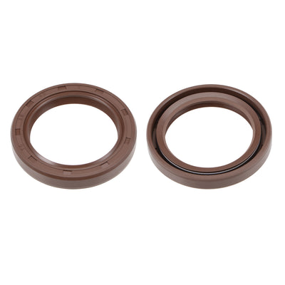 Harfington Oil Seal 35mm Inner Dia Thick Fluorine Rubber Double Lip Seals 2 Pieces