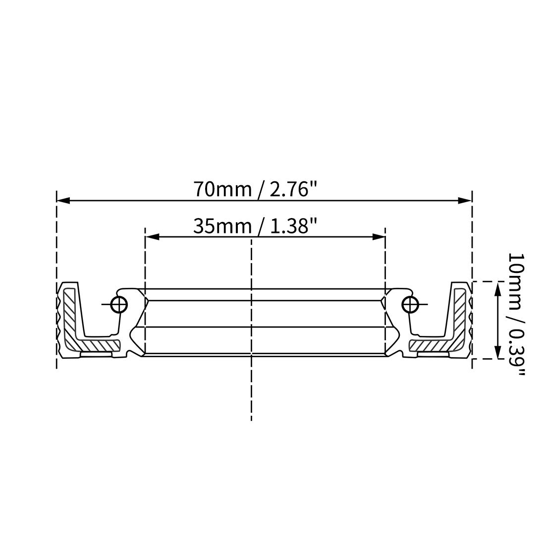 Harfington Oil Seal 35mm Inner Dia Thick Fluorine Rubber Double Lip Seals 2 Pieces