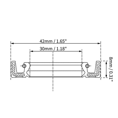 Harfington Uxcell Oil Seal 30mm Inner Dia 42mm OD 8mm Thick Fluorine Rubber Double Lip Seals 2Pcs
