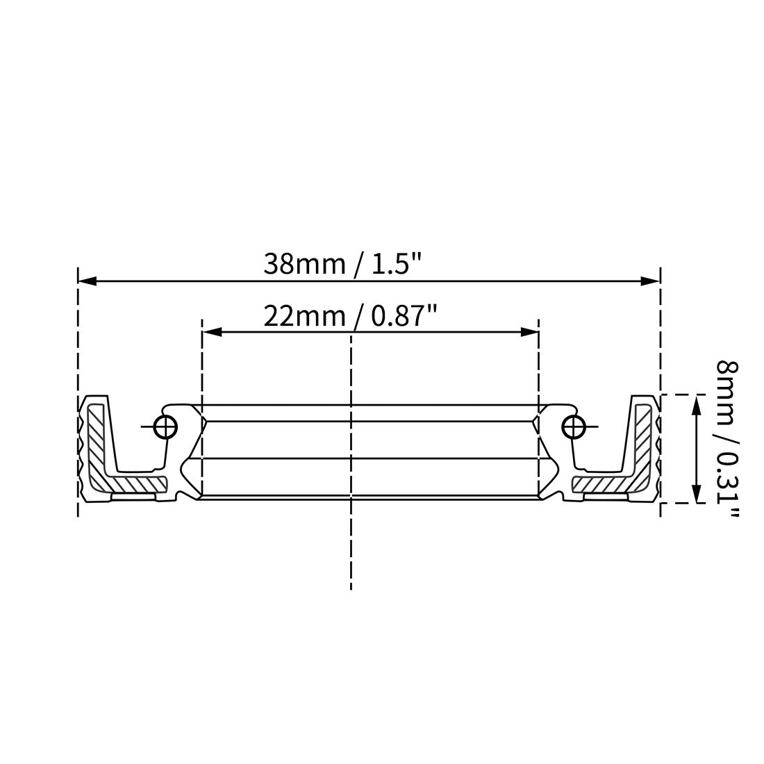 Harfington Oil Seal 22mm Inner Dia Thick Fluorine Rubber Double Lip Seals