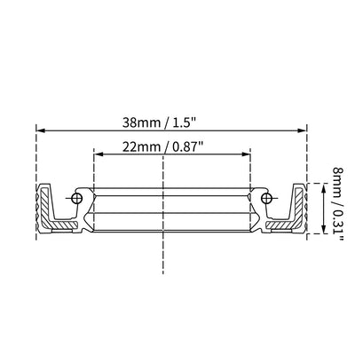 Harfington Oil Seal 22mm Inner Dia Thick Fluorine Rubber Double Lip Seals