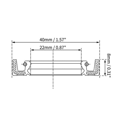 Harfington Oil Seal 22mm Inner Dia Thick Fluorine Rubber Double Lip Seals