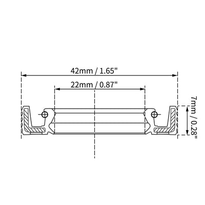 Harfington Uxcell Oil Seal 22mm Inner Dia 42mm OD 7mm Thick Fluorine Rubber Double Lip Seals 2Pcs