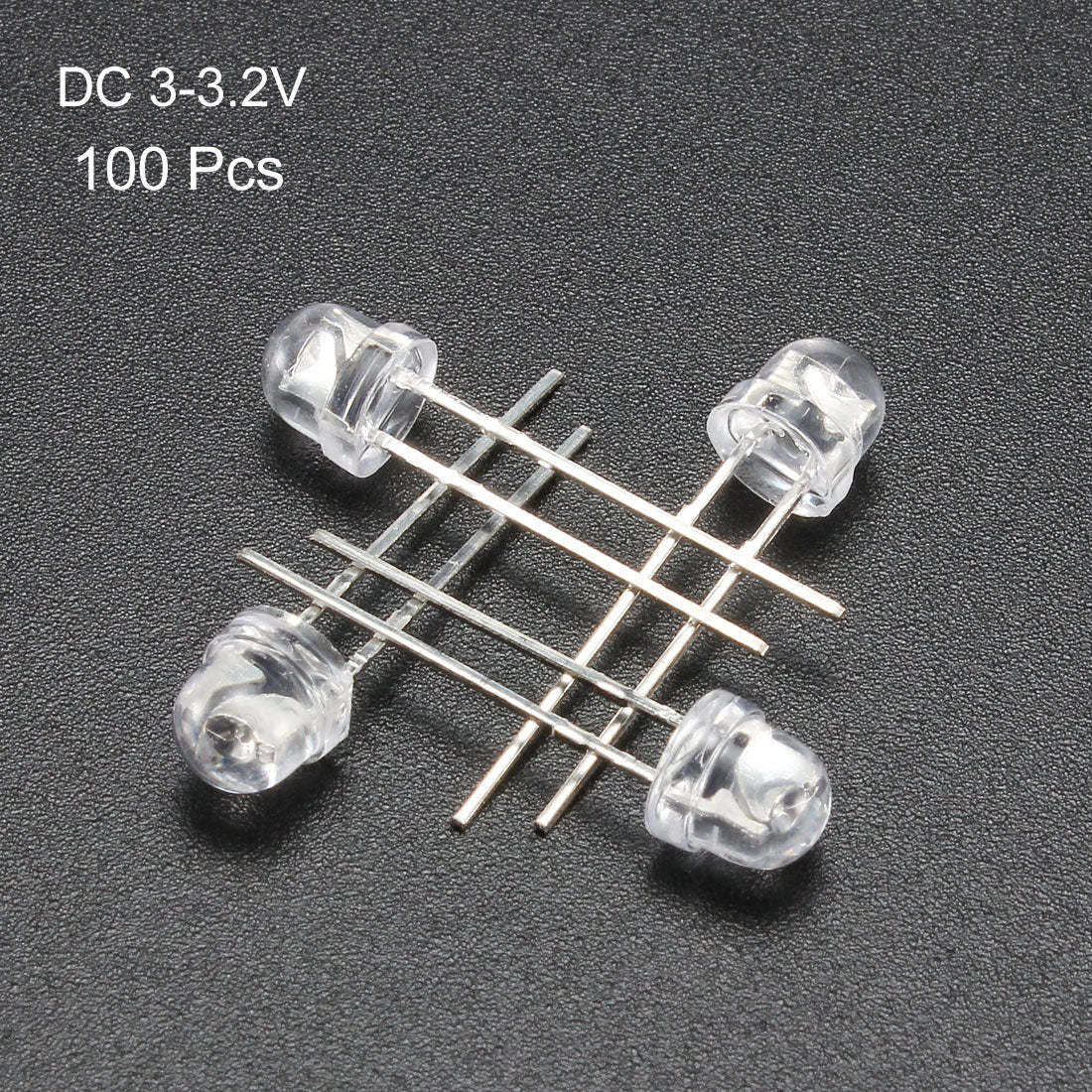 uxcell Uxcell 100pcs 5mm Emerald Green LED Diode Lights (Clear Straw Hat Transparent DC 3-3.2V) Electronics Components Light Emitting Diodes