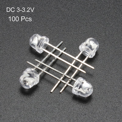 Harfington Uxcell 100pcs 5mm Emerald Green LED Diode Lights (Clear Straw Hat Transparent DC 3-3.2V) Electronics Components Light Emitting Diodes
