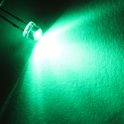 Harfington Uxcell 100pcs 5mm Emerald Green LED Diode Lights (Clear Straw Hat Transparent DC 3-3.2V) Electronics Components Light Emitting Diodes
