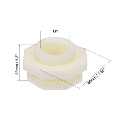 Harfington Uxcell ABS Bulkhead Tank Fitting Adapter for Rain Bucket Aquariums Water Tanks Ponds G1 Female