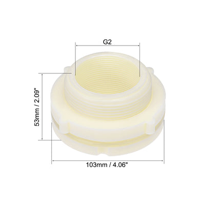 Harfington Uxcell ABS Bulkhead Tank Fitting Adapter for Rain Bucket Aquariums Water Tanks Ponds G2 Female