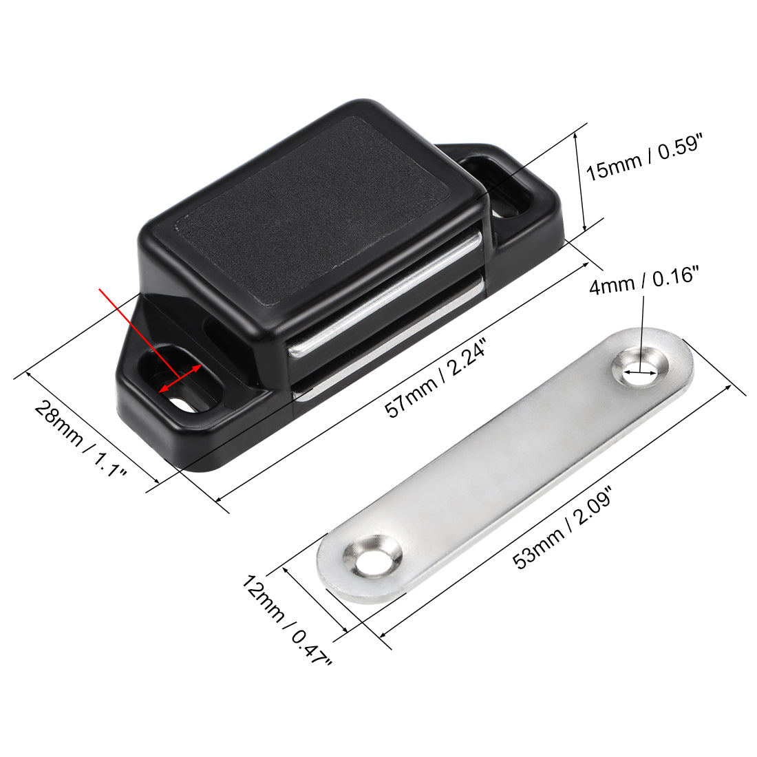 uxcell Uxcell Magnetic Cabinet Latches Catch for Bathrooms Kitchen Closet Cupboard Black 16pcs