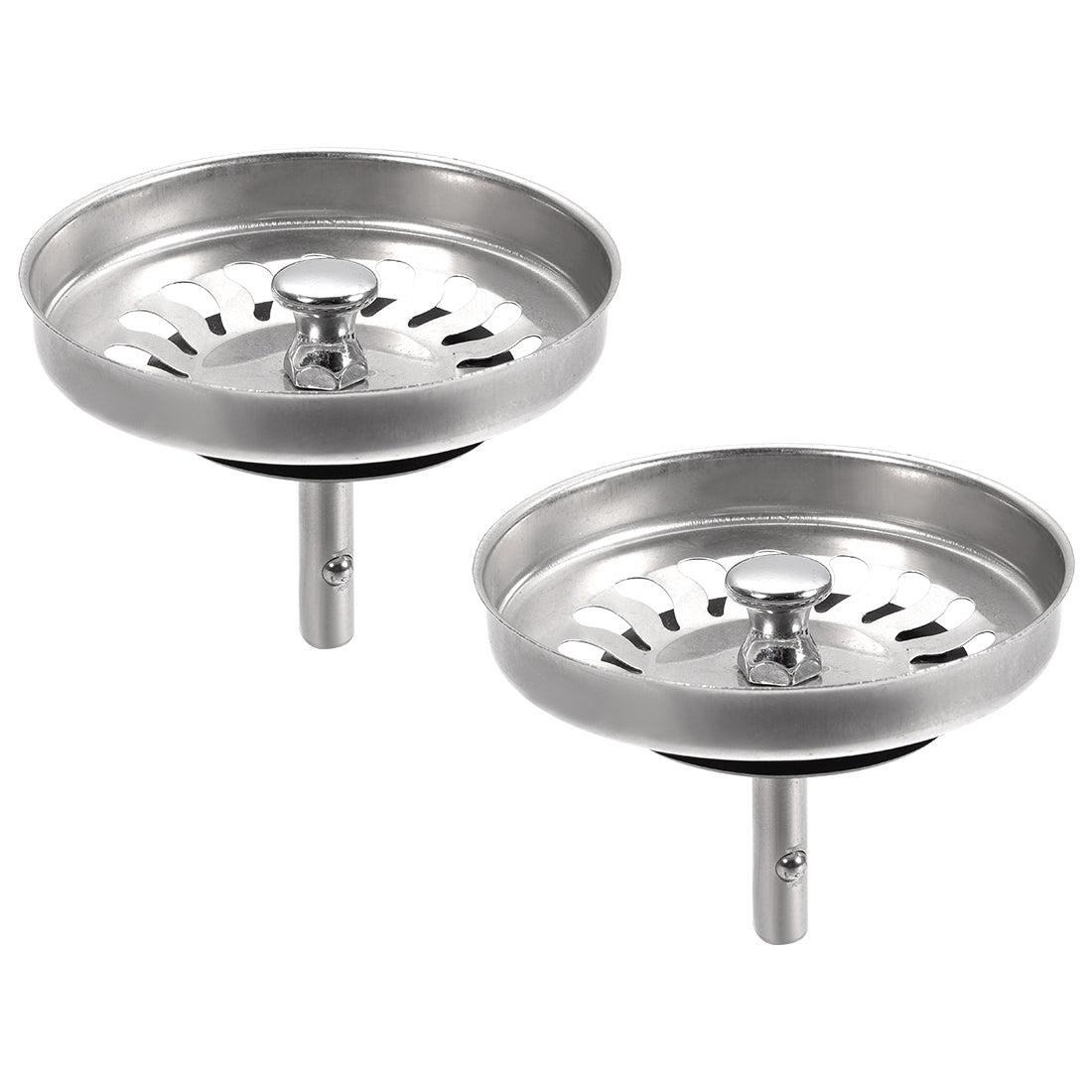 uxcell Uxcell Kitchen Sink Strainer Stainless Steel Basket Grip 79mm with Rubber Stopper 2Pcs