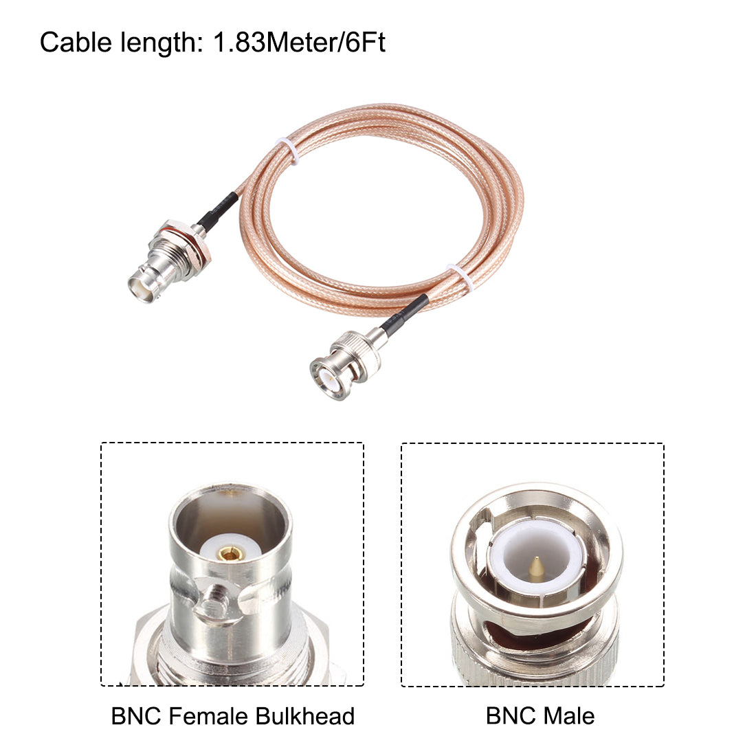 uxcell Uxcell BNC Bulkhead Female to BNC Male RG316 RF Coax Extension Cable 1.83Meter/6Ft