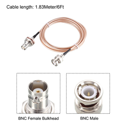 Harfington Uxcell BNC Bulkhead Female to BNC Male RG316 RF Coax Extension Cable 1.83Meter/6Ft