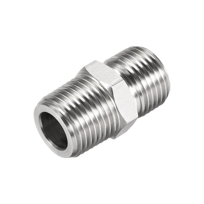uxcell Uxcell Hex Nipple G1/2 Male x G1/2 Male 304 Stainless Steel Pipe Tube Fitting