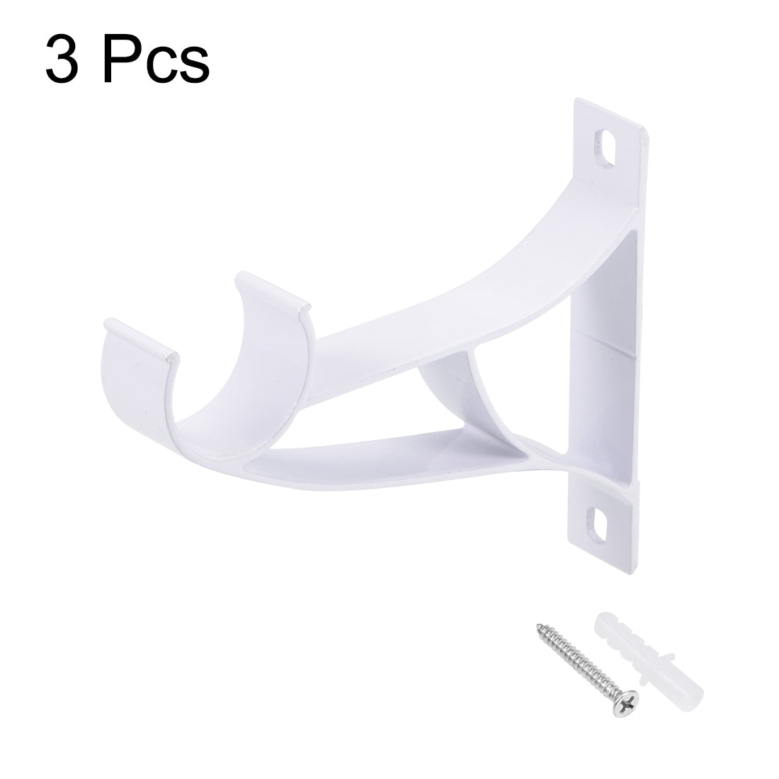 uxcell Uxcell Curtain Rod Bracket Aluminum Alloy Single Holder Support for 25mm Drapery Rod, 94 x 80 x 16mm White 3 Pcs