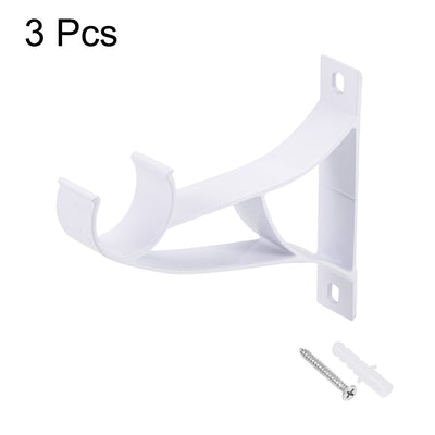 Harfington Uxcell Curtain Rod Bracket Aluminum Alloy Single Holder Support for 25mm Drapery Rod, 94 x 80 x 16mm White 3 Pcs