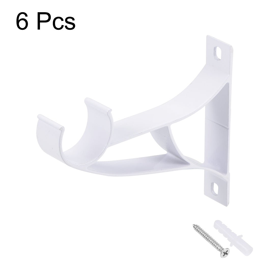 Harfington Curtain Rod Bracket Aluminum Alloy Single Holder Support for 25mm Drapery Rod 94 x 80 x 16mm White 6 Pcs