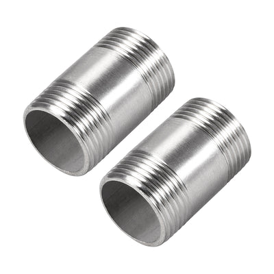 uxcell Uxcell Stainless Steel 304 Cast Pipe Fittings Coupling Fitting 3/4 x 3/4 G Male 2pcs