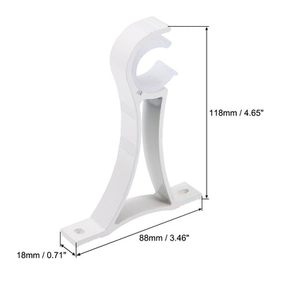 Harfington Curtain Rod Bracket Aluminum Alloy Single Holder Support for 25mm Drapery Rod 118 x 88 x 18mm White 4Pcs