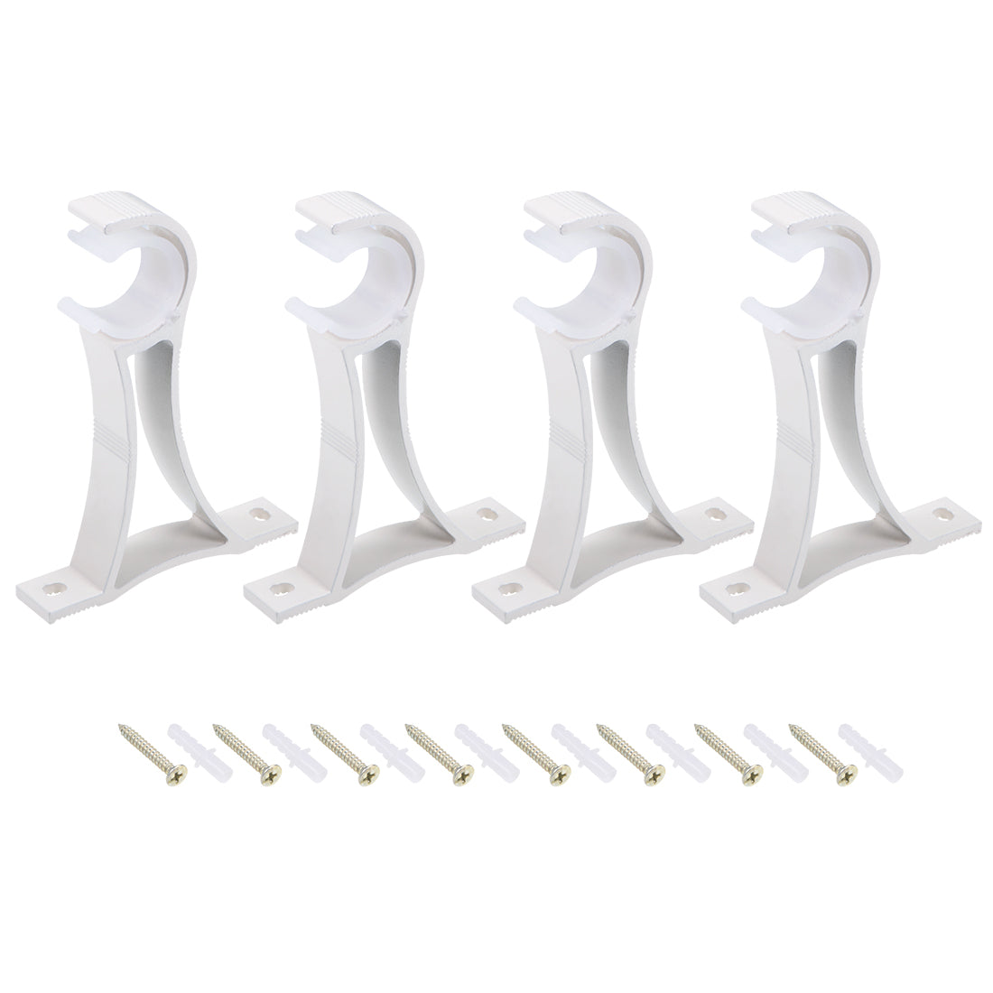 Harfington Curtain Rod Bracket Aluminum Alloy Single Holder Support for 25mm Drapery Rod 118 x 88 x 18mm White 4Pcs