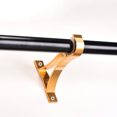 Harfington Curtain Rod Bracket Aluminum Alloy Single Holder Support for 25mm Drapery Rod 118 x 88 x 18mm Gold Tone 2Pcs