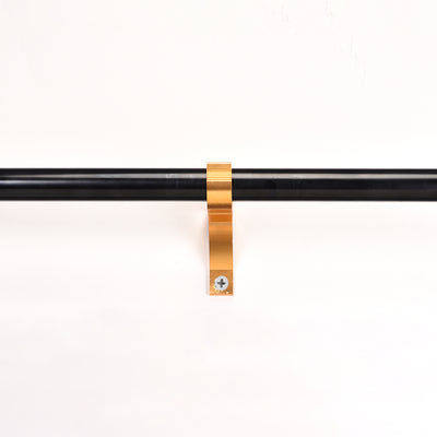 Harfington Curtain Rod Bracket Aluminum Alloy Single Holder Support for 25mm Drapery Rod 118 x 88 x 18mm Gold Tone 2Pcs