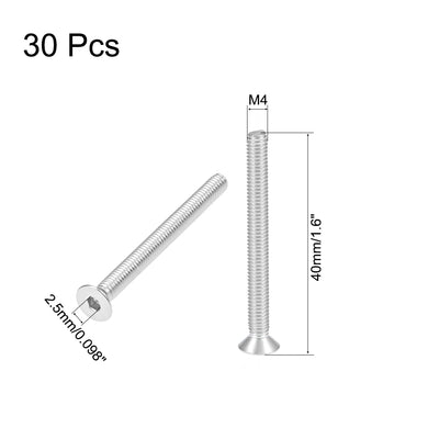 Harfington Uxcell Flat Head Machine Screws Hex Screw 304 Stainless Steel  Bolts 30Pcs