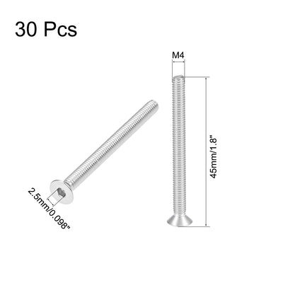 Harfington Uxcell Flat Head Machine Screws Hex Screw 304 Stainless Steel  Bolts 30Pcs