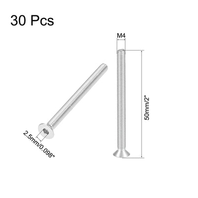 Harfington Uxcell Flat Head Machine Screws Hex Screw 304 Stainless Steel  Bolts 30Pcs