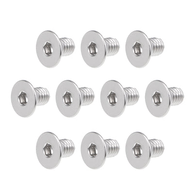 Harfington Uxcell Flat Machine Screws Inner Hex Screw 304 Stainless Steel Fasteners Bolts 20Pcs