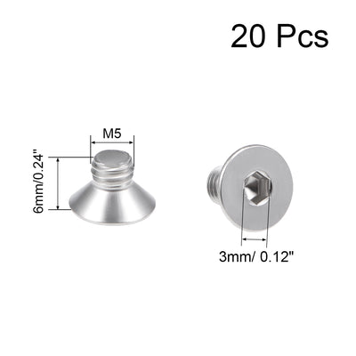 Harfington Uxcell Flat Machine Screws Inner Hex Screw 304 Stainless Steel Fasteners Bolts 20Pcs