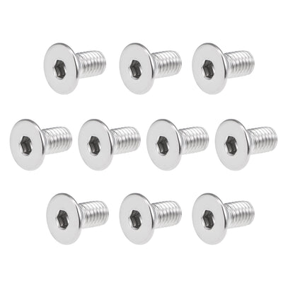 Harfington Uxcell Flat Machine Screws Inner Hex Screw 304 Stainless Steel Fasteners Bolts 20Pcs
