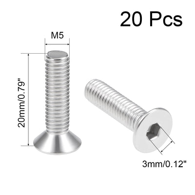 Harfington Uxcell Flat Head Machine Screws Inner Hex Screw Stainless Steel Bolts 20Pcs