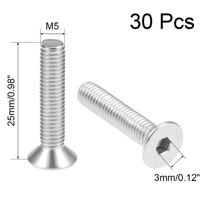 Harfington Uxcell Flat Head Machine Screws Hex Screw 304 Stainless Steel  Bolts 30Pcs