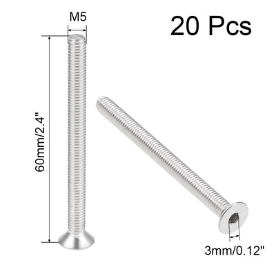 Harfington Uxcell Flat Head Machine Screws Inner Hex Screw Stainless Steel Bolts 20Pcs