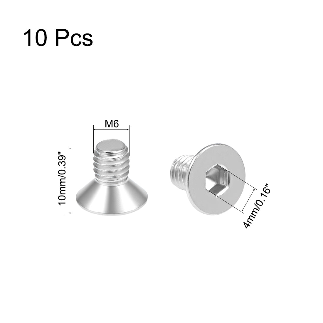 uxcell Uxcell Flat Machine Screws Inner Hex Screw 304 Stainless Steel Fasteners Bolt