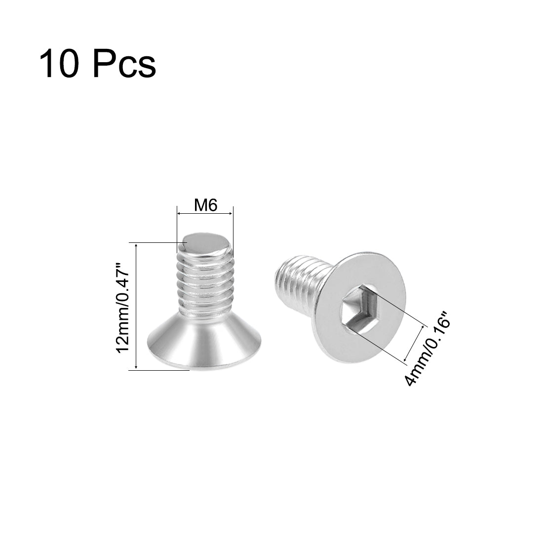 uxcell Uxcell Flat Machine Screws Inner Hex Screw 304 Stainless Steel Fasteners Bolt