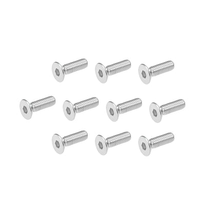Harfington Uxcell Flat Machine Screws Inner Hex Screw 304 Stainless Steel Fasteners Bolts 20Pcs
