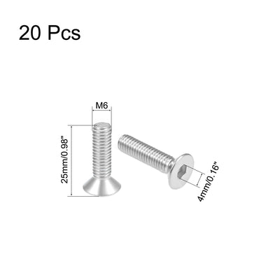 Harfington Uxcell Flat Head Machine Screws Inner Hex Screw Stainless Steel Bolts 20Pcs